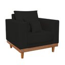Ver imagem 5 de Kit 2 Poltronas Living + Sofá 2 Lugares Base Madeira Suede Preto