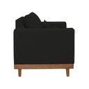 Ver imagem 7 de Kit 2 Poltronas Living + Sofá 2 Lugares Base Madeira Suede Preto