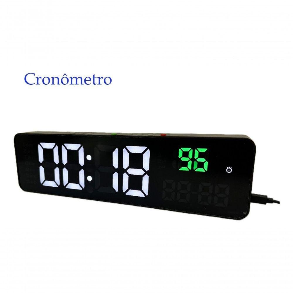 Relógio e Cronômetro Digital de Parede Mesa Led com Controle - 2