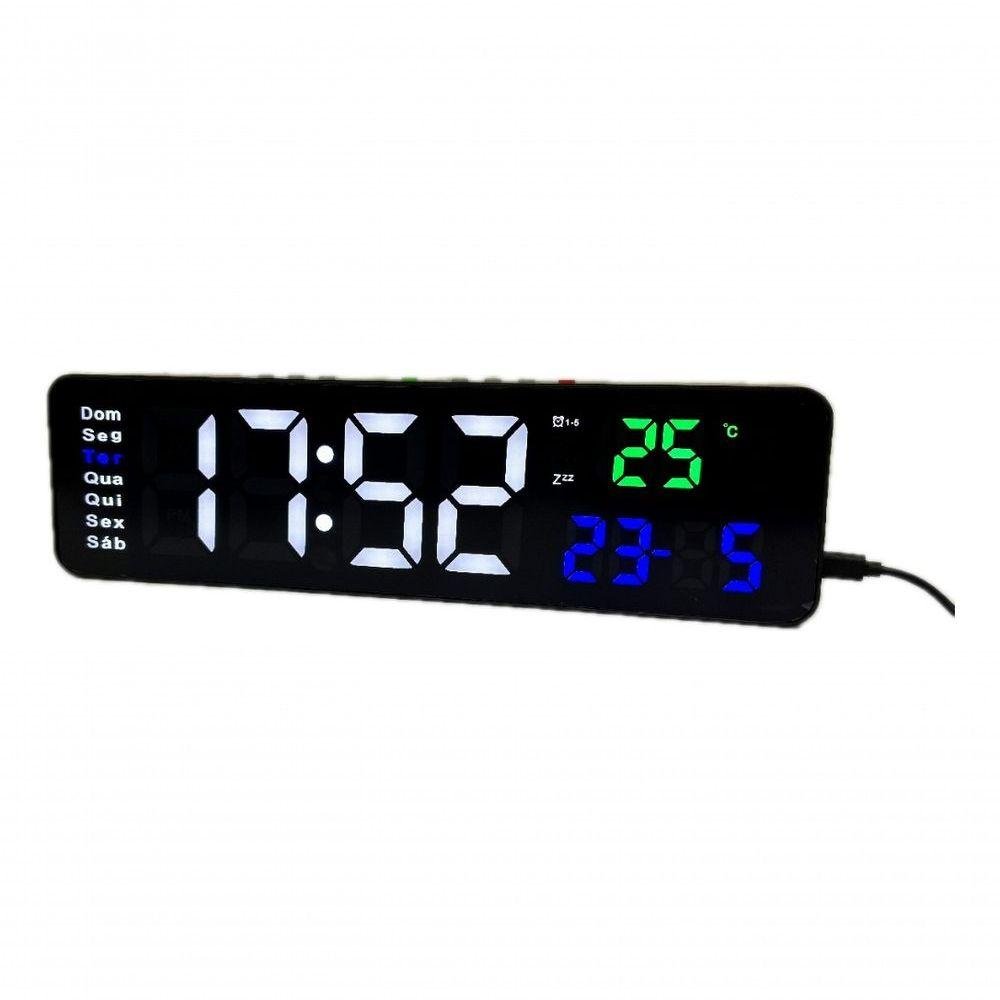 Relógio e Cronômetro Digital de Parede Mesa Led com Controle - 7