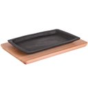 Ver imagem 1 de Mix Grill Churrasco Kort Travessa de Ferro Fundido 16x20cm com Base de Madeira Retangular