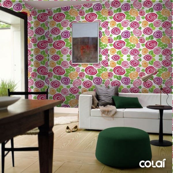 Papel De Parede Adesivo Lavável Flores Geométricas 18m - 4
