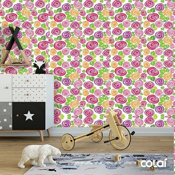 Papel De Parede Adesivo Lavável Flores Geométricas 18m - 6