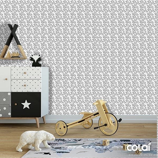 Papel De Parede Adesivo Lavável Pétalas Cinzas 18m - 6