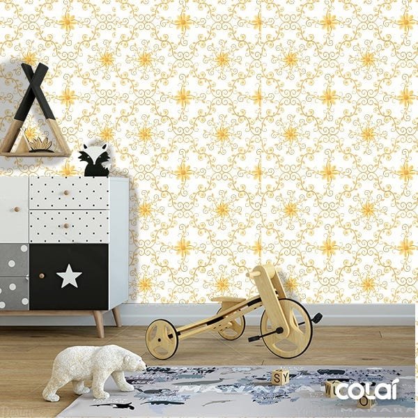 Papel De Parede Adesivo Lavável Pingos De Ouro 15m - 6