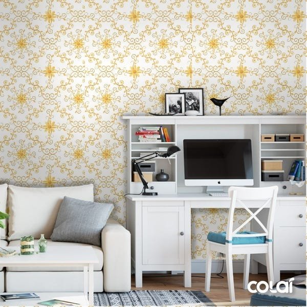 Papel De Parede Adesivo Lavável Pingos De Ouro 15m - 2