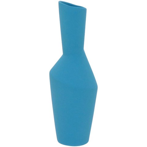 Vaso Phami  Decorativo Cachepô Enfeite 27x10x10cm Cerâmica Azul