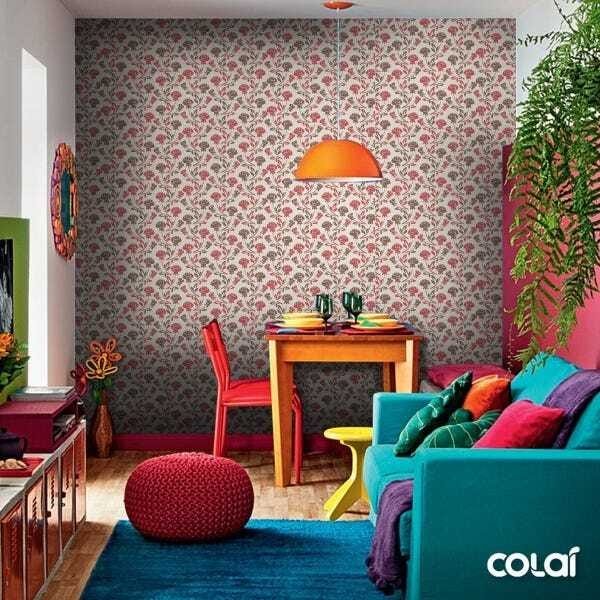 Papel De Parede Adesivo Lavável Mini Rosas Coloridas 15m - 5