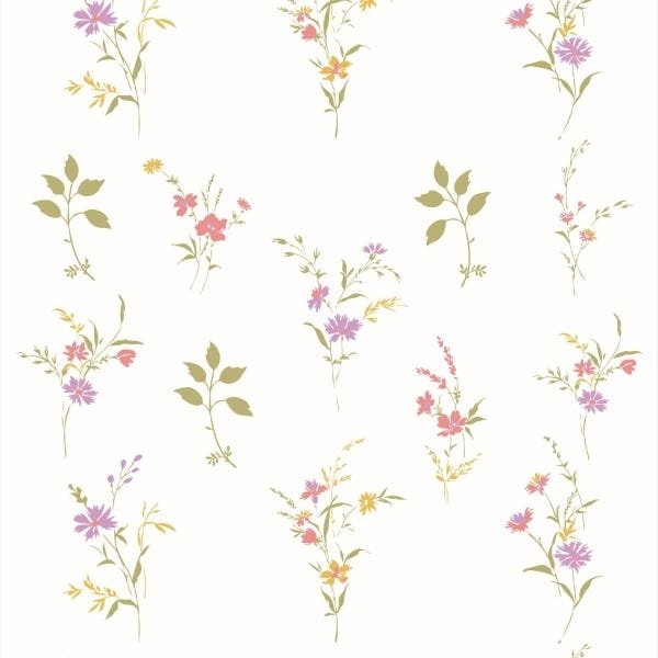 Papel De Parede Adesivo Lavável Floral De Fundo Branco 9m