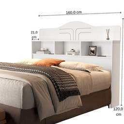 Cabeceira Queen para Box Casal 158 100% MDF 3 Nichos Vivian:‎ Branco - 3