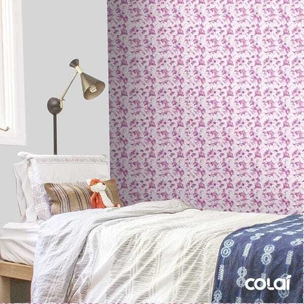 Papel De Parede Adesivo Lavável Rosas Roxas Sobreadas 9m - 3