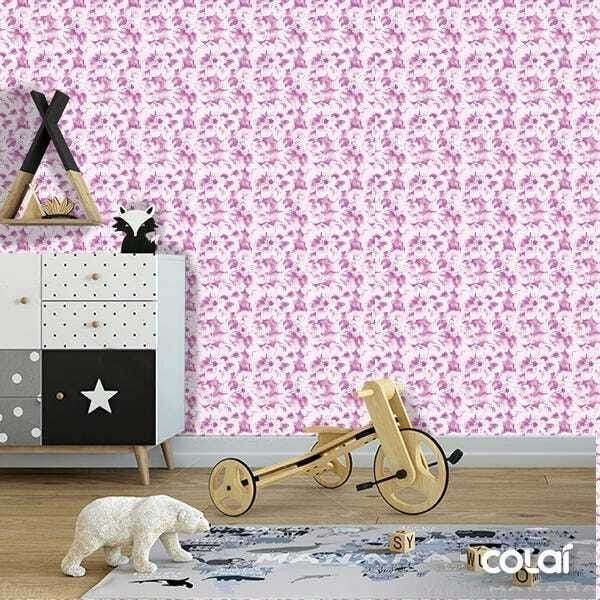 Papel De Parede Adesivo Lavável Rosas Roxas Sobreadas 9m - 6