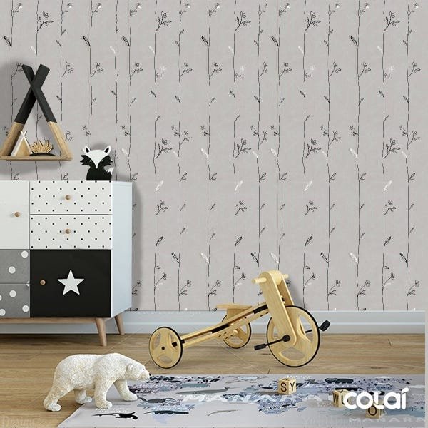 Papel De Parede Adesivo Lavável Folhas Ilustradas 9m - 6
