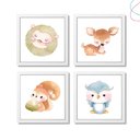 Ver imagem 1 de Kit com 4 Quadros Decorativos Animais Aquarela Bosque:branca