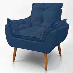 Cadeira Poltrona para Sala Opala Confortável e Reforçada Veludo Azul Marinho - 6