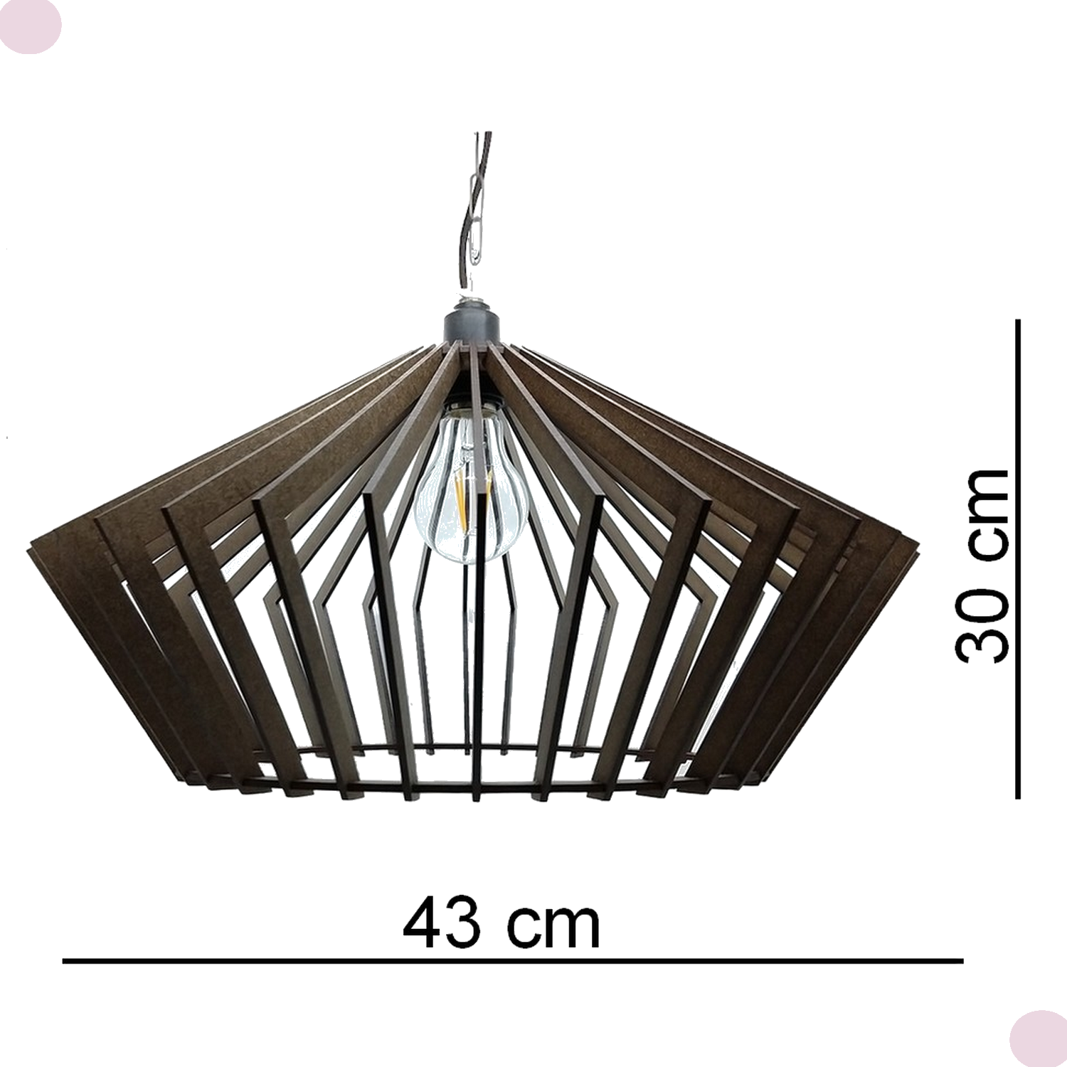 Lustre Luminária Pendente de Madeira Mdf Mod. China Tabaco - 4