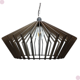 Lustre Luminária Pendente de Madeira Mdf Mod. China Tabaco - 1