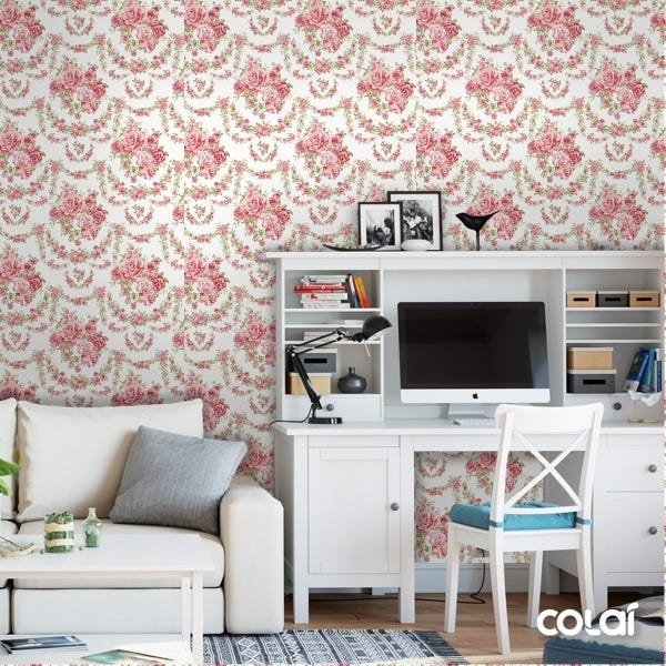 Papel De Parede Adesivo Lavável Rosas Decorativas 6m - 2