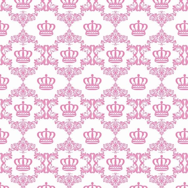 Papel de Parede Adesivo Lavável Coroa Rosa 18m - 1