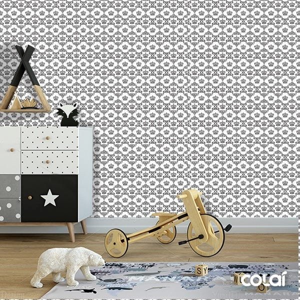 Papel de Parede Adesivo Lavável Coroa Negra 18m - 2