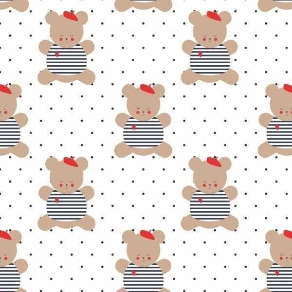 Papel de Parede Adesivo Lavável Ursinho Artista 18m - 1