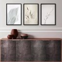 Ver imagem 1 de Kit 3 Quadros Minimalistas Fotografias Suaves Brancas 45x34cm:madeira Preta