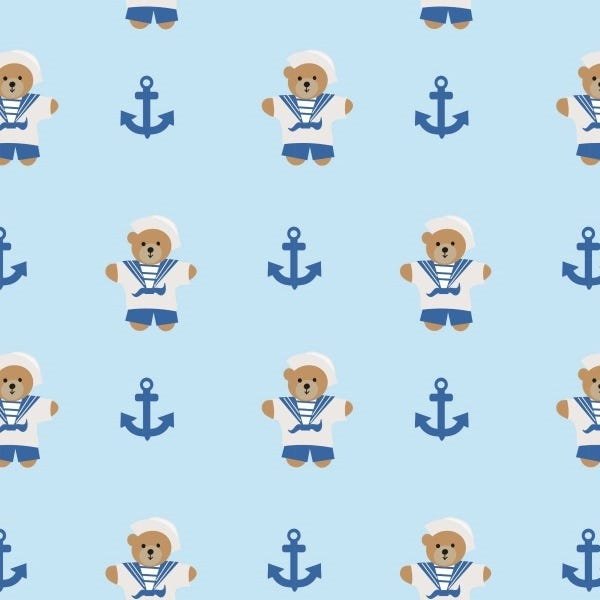Papel de Parede Adesivo Lavável Ursinho Marinheiro 18m - 1