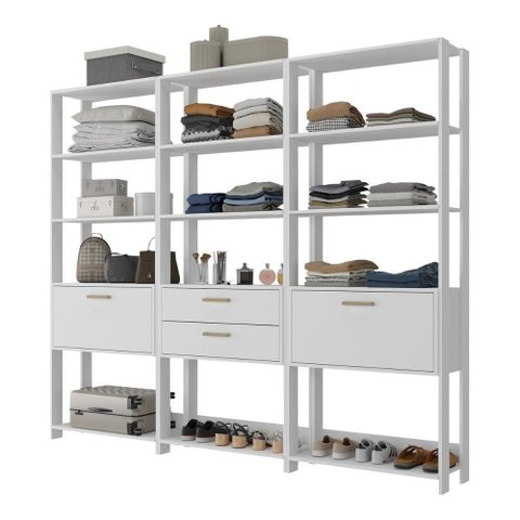Guarda-roupa Closet Modulado Texas 2 Portas 2 Gavetas 219cm Multimóveis Mp4793 Branco