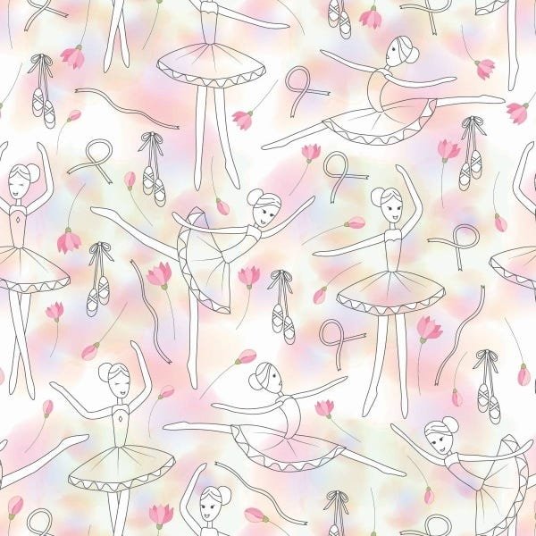 Papel de Parede Adesivo Lavável Bailarina Jovial 15m - 1