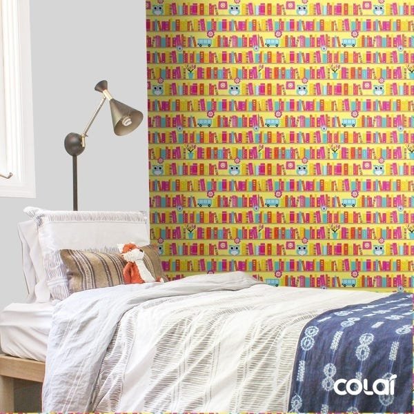 Papel de Parede Adesivo Lavável Prateleira do Saber 15m - 4