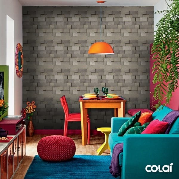Papel de Parede Adesivo Lavável Pedra Rústica Cinza 3D 12m - 4