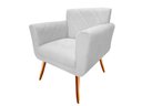Ver imagem 3 de Kit Namoradeira + 2 Poltronas Decorativa Sabrina Couro Branco Pés Madeira Mz Decor