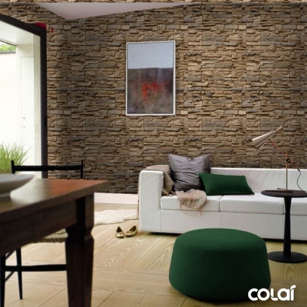 Papel de Parede Lavável Pedra 3D Rosê Irreguar 18m - 2