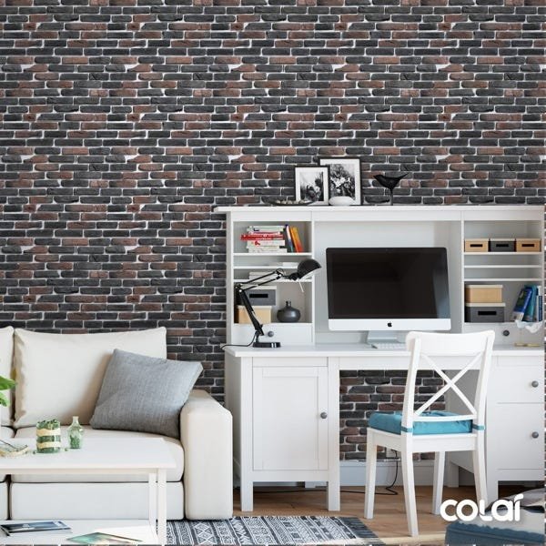 Papel de Parede Adesivo Lavável Tijolo Queimado 3D 18m - 3