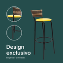 Ver imagem 4 de Kit 3 Banquetas 80cm para Balcão Ilha Bancada Área Gourmet Encosto em Junco Banco Itagold