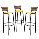 Ver imagem 1 de Kit 3 Banquetas 80cm para Balcão Ilha Bancada Área Gourmet Encosto em Junco Banco Itagold