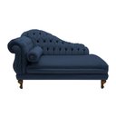 Ver imagem 2 de Divã Recamier Namoradeira Larissa 150cm + 2 Puffs Retrô Suede Azul Marinho