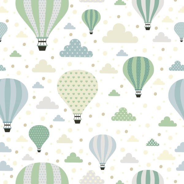 Papel de Parede Adesivo Lavável Balões Verdes - 1