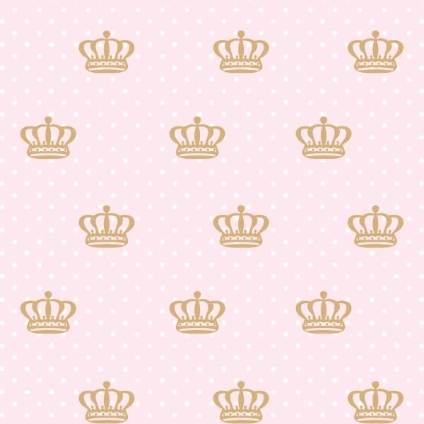 Papel de Parede Lavável Coroa Dourada de fundo Rosa - 1