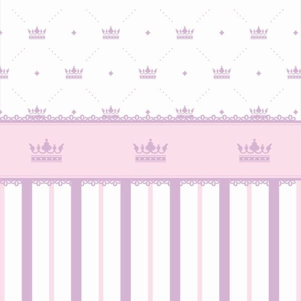 Papel de Parede Adesivo Lavável Listras Rosas Coroadas - 1