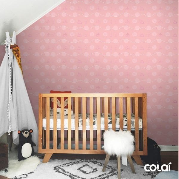 Papel de Parede Adesivo Lavável Casinha Rosa Bebê - 3