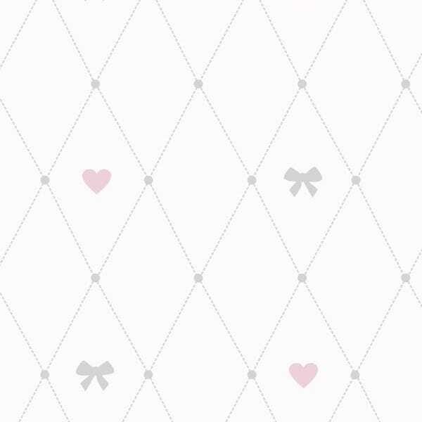 Papel de Parede Adesivo Lavável Laço e Coração - 1