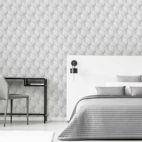 Papel de Parede 3d - Hexágono 3d 4 Arte Destaque 3 Metros