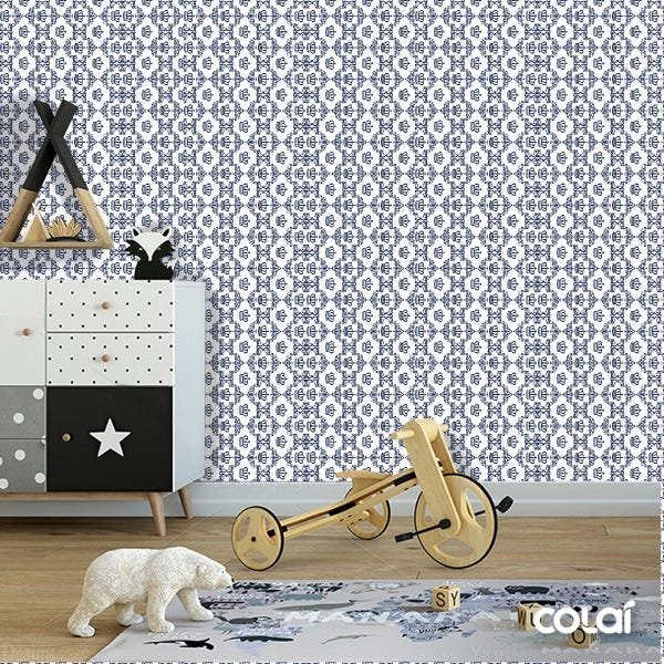 Papel de Parede Adesivo Lavável Coroa Azulada - 2
