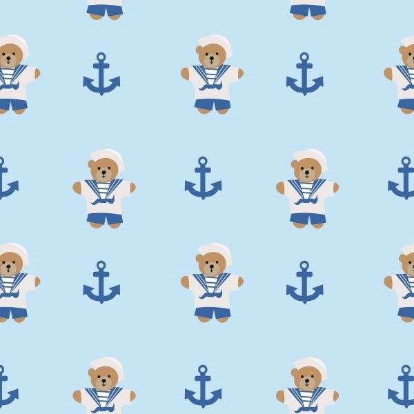 Papel de Parede Adesivo Lavável Ursinho Marinheiro - 1