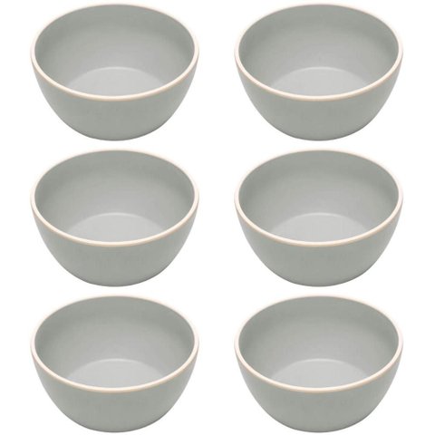 Kit 6 Bowls Melamina Tigela 600ml Cinza Class Wolff Cumbucas Sobremesas Porções