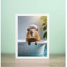 Quadro Decorativo Capivara no Banho 45x34cm:moldura Branca - 2