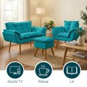 Ver imagem 5 de Kit Namoradeira Poltrona e Puff Decorativo para Sala Recepção Manicure Consultório Alice Suede