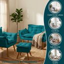 Ver imagem 4 de Kit Namoradeira Poltrona e Puff Decorativo para Sala Recepção Manicure Consultório Alice Suede
