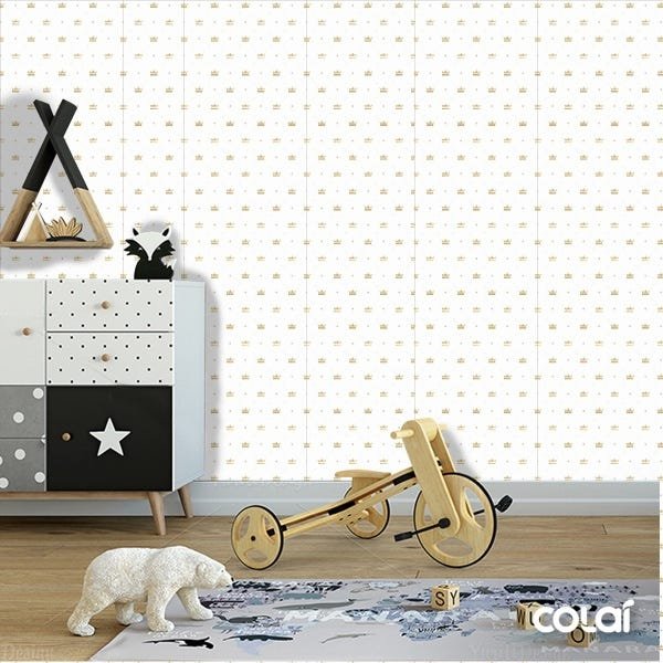 Papel de Parede Lavável Pequenas Coroas Douradas 9m - 2